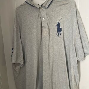 Big & Tall Ralph Lauren Polo Big Pony #3 Gray Custom Fit Polo Shirt 4XB